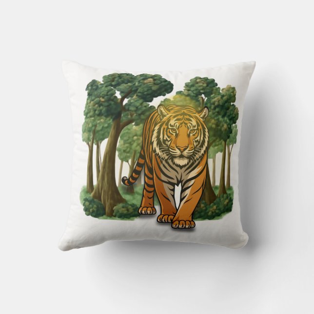 “Wild Tiger in the Forest – Natural Light Jungle D Kissen (Rückseite)