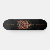 Wild Tiger japanische Rose Illustration Nachname Skateboard (Horizontal)