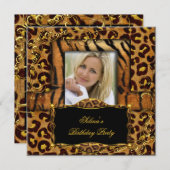 Wild Tiger Leopard Birthday Party Animal Einladung (Vorne/Hinten)