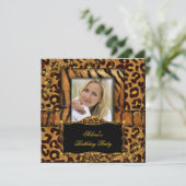 Wild Tiger Leopard Birthday Party Animal Einladung (Stehend Vorderseite)