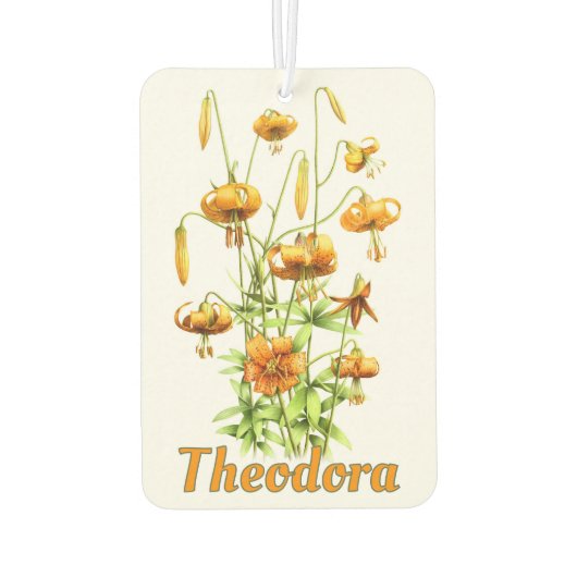 Wild Tiger Lilies Botanische Kunst Personalisiert Autolufterfrischer (Rückseite)