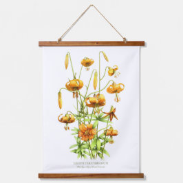 Wild Tiger Lilies Floral Botanische Kunst Wandteppich Mit Holzrahmen