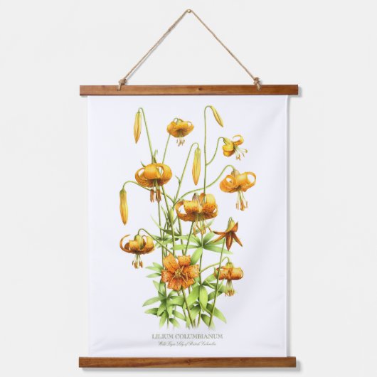 Wild Tiger Lilies Floral Botanische Kunst Wandteppich Mit Holzrahmen (Vorderseite)