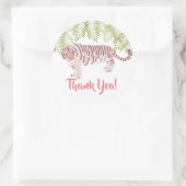 Wild Tiger Palm Tree Blätter Pink Vielen Dank Runder Aufkleber (Tasche)