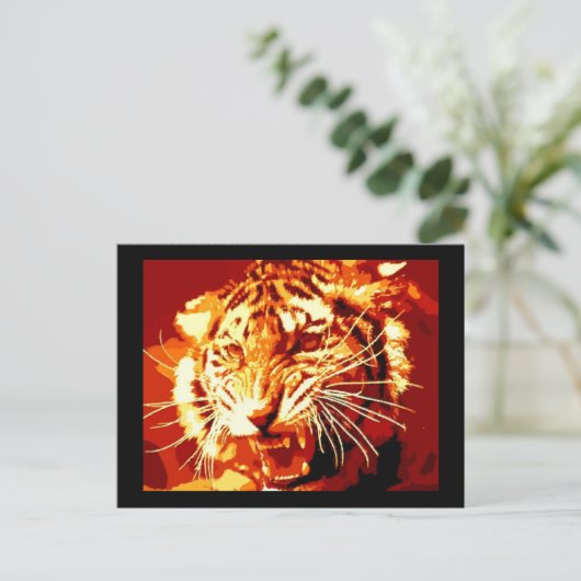 Wild Tiger Pop Art Postkarte (Stehend Vorderseite)