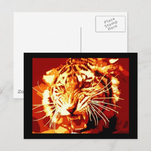 Wild Tiger Pop Art Postkarte (Vorne/Hinten)