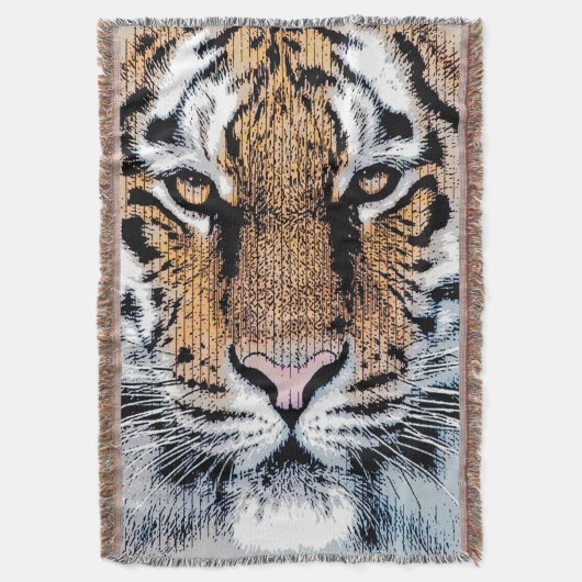 Wild Tiger Portrait Graphic Press Style Decke (Vorderseite Vertikal)