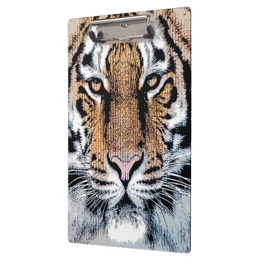 Wild Tiger Portrait Graphic Press Style Klemmbrett (Links)