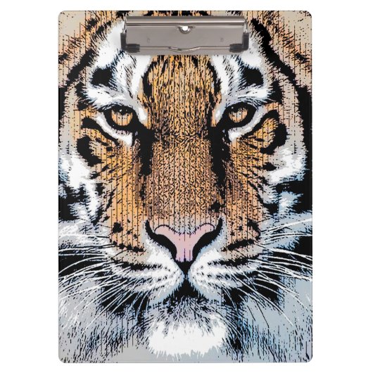 Wild Tiger Portrait Graphic Press Style Klemmbrett (Vorderseite)