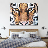 Wild Tiger Portrait Graphic Press Style Leinwanddruck (Insitu (Schlafzimmer))