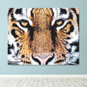 Wild Tiger Portrait Graphic Press Style Leinwanddruck (Insitu (Holzboden))
