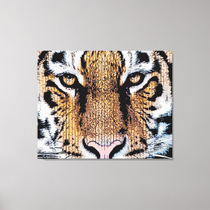Wild Tiger Portrait Graphic Press Style Leinwanddruck