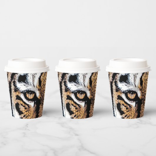 Wild Tiger Portrait Graphic Press Style Pappbecher (Multi)