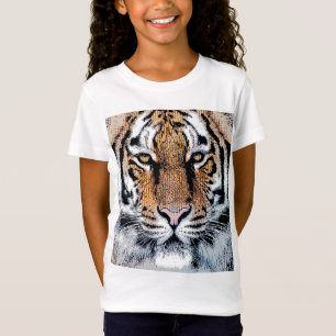 Wild Tiger Portrait Graphic Press Style T-Shirt