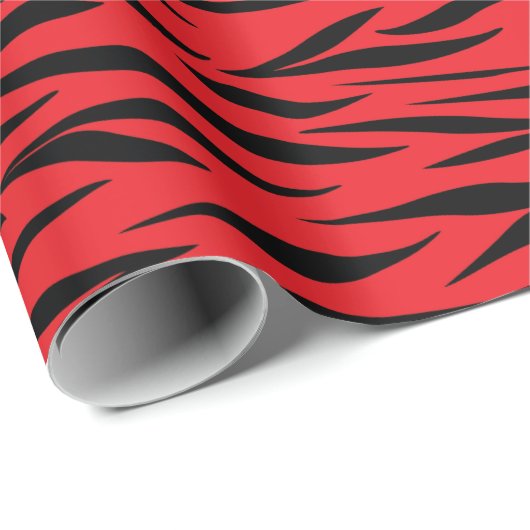 Wild Tiger Print für Weihnachtsgeschenke Rot Nahtl Geschenkpapier (Rolleneckpunkt)