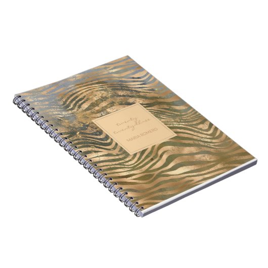 Wild Tiger Print Jungle Safari Modernes Gold Notizblock (Rechte Seite)