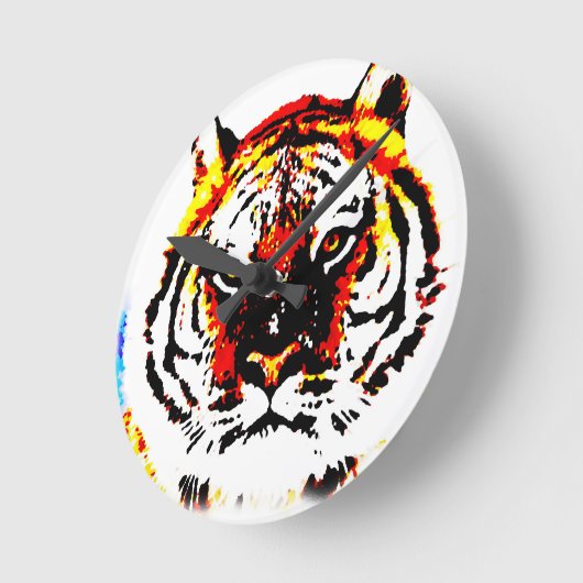 Wild Tiger Runde Wanduhr (Winkel)