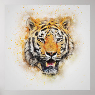 Wild Tiger Safari Jungle Artwork Foto Poster