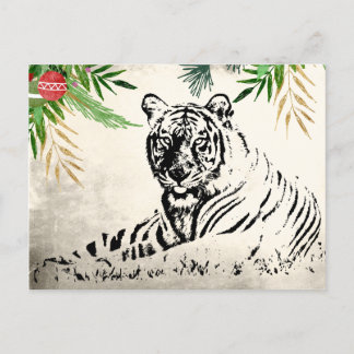 Wild Tiger Saison Weihnachts-Paradies Feiertagspostkarte