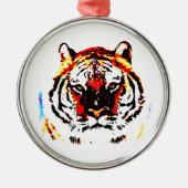 Wild Tiger Silbernes Ornament (Vorne)