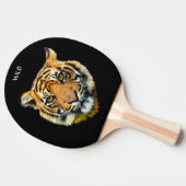 Wild-Tiger-Tiergesicht auf Schwarz Tischtennis Schläger (Seitenansicht)