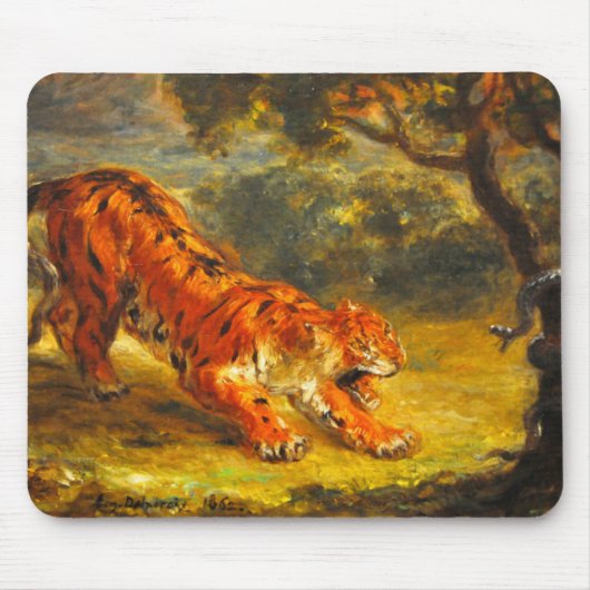 Wild Tiger und eine Schlange (Tierart) Mousepad (Vorne)