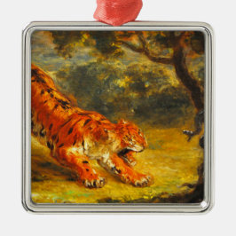 Wild Tiger und eine Schlange (Tierart) Ornament Aus Metall