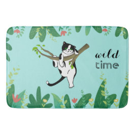 Wild Time Greenery Safari Kitty Cat Badematte