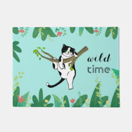 Wild Time Greenery Safari Kitty Cat Fußmatte