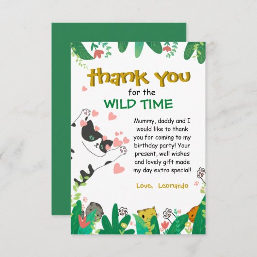 Wild Time Niedlich Kitty Cat Greenerity Danke Kart (Vorne/Hinten)