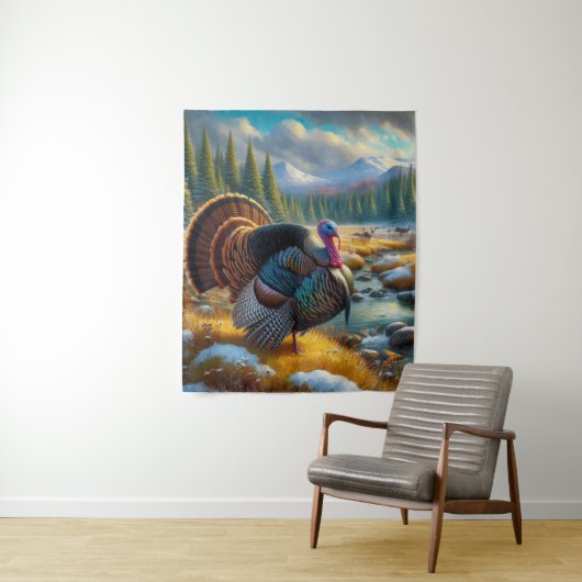 Wild Tom Turkey First Snow Wandteppich (Beispiel)