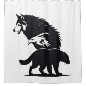 Wild Trio: Wolf, Eagle, and Bear Silhouette Duschvorhang (Vorderseite)