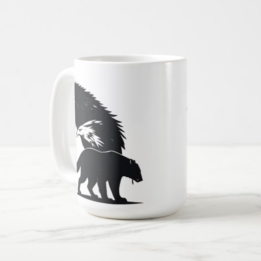 Wild Trio: Wolf, Eagle, and Bear Silhouette Kaffeetasse (Vorderseite Links)