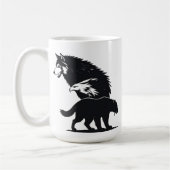 Wild Trio: Wolf, Eagle, and Bear Silhouette Kaffeetasse (Links)