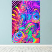Wild Trippy Abstraktes Muster Psychedelic Art Colo Leinwanddruck (Insitu (Holzboden))