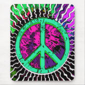 Wild Trippy Hippie Peace Sign Mousepad (Vorne)