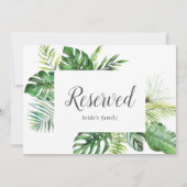 Wild-Tropenpalme-Reservierungszeichen (Rückseite)