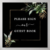 Wild Tropical Foliage Wedding Guest Book Sign Poster (Vorne)