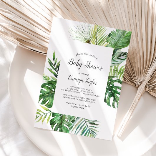 Wild Tropical Palm Baby Dusche Einladung