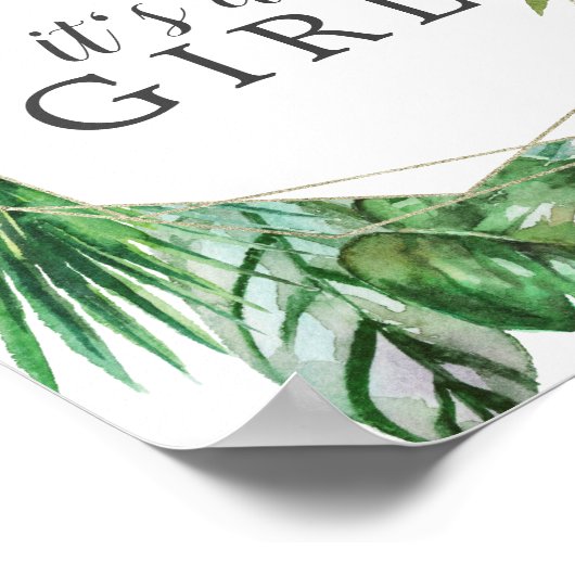 Wild Tropical Palm Baby Dusche Es ist ein Mädchen- Poster (Ecke)