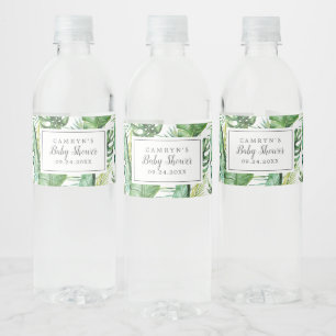 Wild-Tropical Palm Baby Dusche Wasser Flasche Etik Wasserflaschenetikett