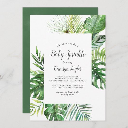 Wild Tropical Palm Baby Sprinkle Einladung (Vorne/Hinten)