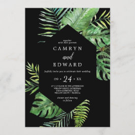 Wild Tropical Palm | Black Hexagon Lässig Wedding Einladung