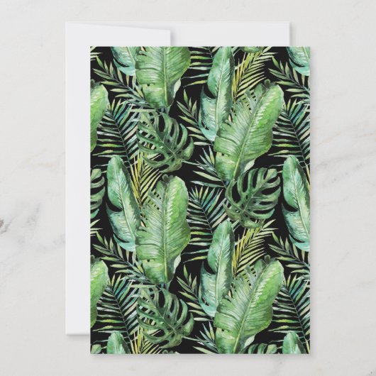 Wild Tropical Palm | Black Monogram Wedding Einladung (Rückseite)