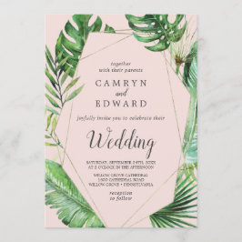 Wild Tropical Palm | Blush Geometric Wedding Einladung