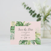 Wild Tropical Palm | Blush Save the Date Postkarte (Stehend Vorderseite)