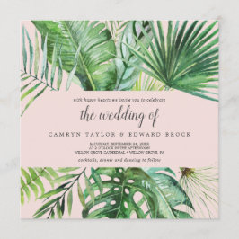 Wild Tropical Palm | Blush Square Wedding Einladung