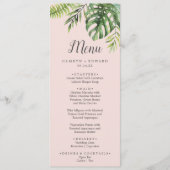 Wild Tropical Palm | Blush Wedding Dinner Menu Menükarte (Vorderseite)