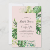 Wild Tropical Palm | Brautparty mit Blush Einladung (Vorderseite)