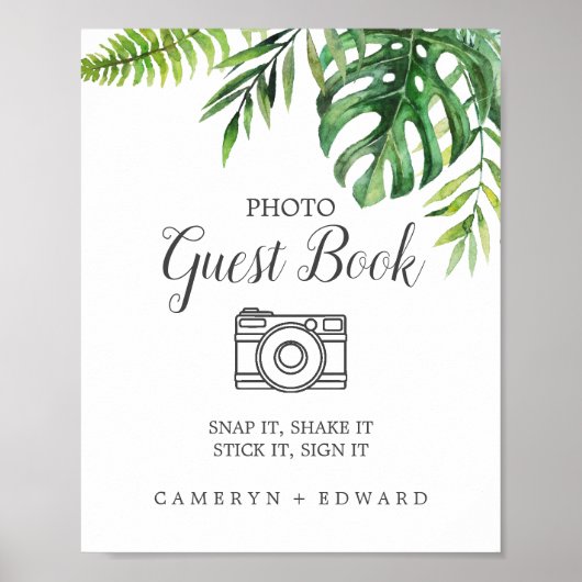 Wild Tropical Palm Foto Guest Book Sign Poster (Vorne)